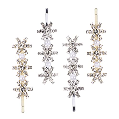 Veemoon 4 Stück Teiliges Schneeflocken Haarschmuck mit Funkelnden Strasssteinen Metall Haarspangen für Damen Festliche Weihnachts Haarnadeln Schonend und Einfach zu Tragen Geschenkidee von Veemoon