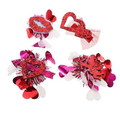 Veemoon 4 Stück Teiliges Set Herz Haarspangen für Valentinstag Funkelnde Sequin Cupid Haarclips Rot für Mädchen und Perfekter Haarschmuck für Geburtstagsfeiern und Besondere Anlässe von Veemoon