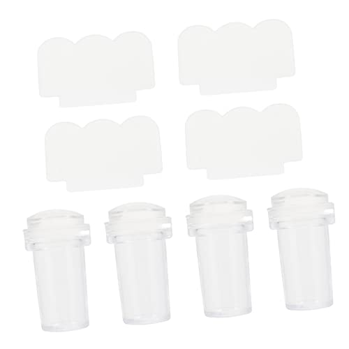 Veemoon 4 Stück Teiliges Silikon Nagel Stempel mit Schabern Maniküre Werkzeuge für Kreative Nageldesigns für French Nails und DIY Nagelkunst von Veemoon