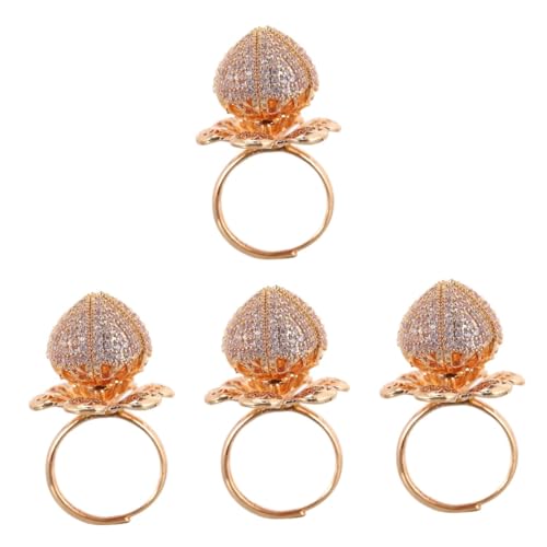Veemoon 4 Stück Verstellbarer Offener Ring mit Rosenmotiv für Damen Chic für Besondere Anlässe Cosplay Eleganter Fingerring mit Kreativer Blumendekoration Feiner Verarbeitung Komfortabel von Veemoon