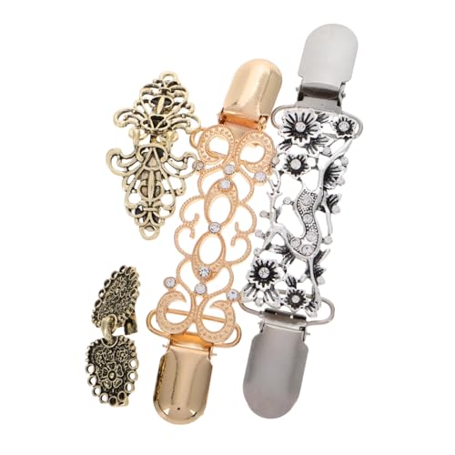 Veemoon 4 Stück Vintage Brosche Clips Retro Strickjacken Clips für Damen Pullover Verschlüsse für Schals Kleider Alltagsmode Praktisch für Hochzeiten Partys von Veemoon