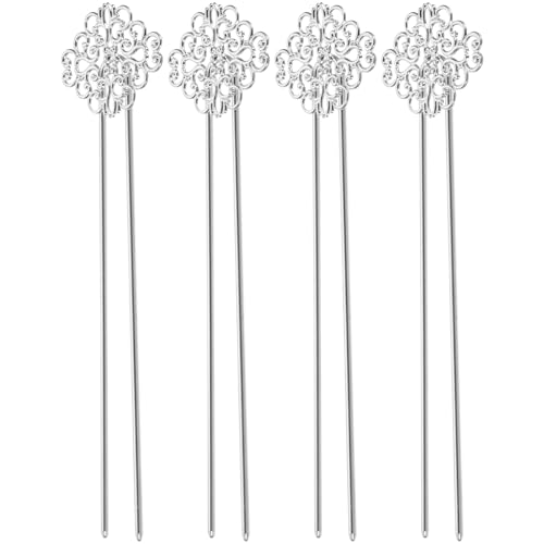 Veemoon 4 Stücke U-Förmige Haargabeln aus Metall für Damen Dekorative Haarstäbe für Leicht und Stabil für Dickes Haar und Hochsteckfrisuren von Veemoon