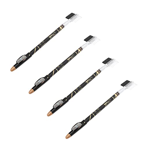 Veemoon 4 Stück Wasserdichte Augenbrauenstifte mit Bürste und Anspitzer Langlebig Präzise Härchenzeichnung Natürliche Brauenform für Damen für Zuhause und Salongebrauch von Veemoon