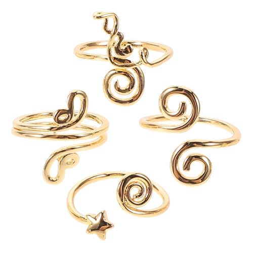 Veemoon 4 Stück Zehenring -set Schmuck Handgefertigte Zehenringe Zehenringe Für Frauen Zehenschmuck Für Damen Damen Zehenring Ring Verstellbar Zehenschmuck Spiralring Golden Messing von Veemoon