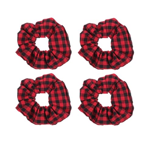 Veemoon 4 Stücke Teiliges Weihnachts Haargummis aus Stoff Stylische Dehnbare Haarring Dekoration für Damen Festlicher Haarschmuck für Party Büro Schule und Alltag von Veemoon