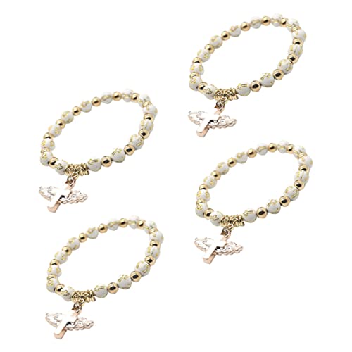 Veemoon 4stücke Beaded Armband Mit Kreuz-design Handgemachte Handgelenk Schmuck Für Damen Komfortabel Und Hautfreundlich Für Täglichen Gebrauch Weiß von Veemoon