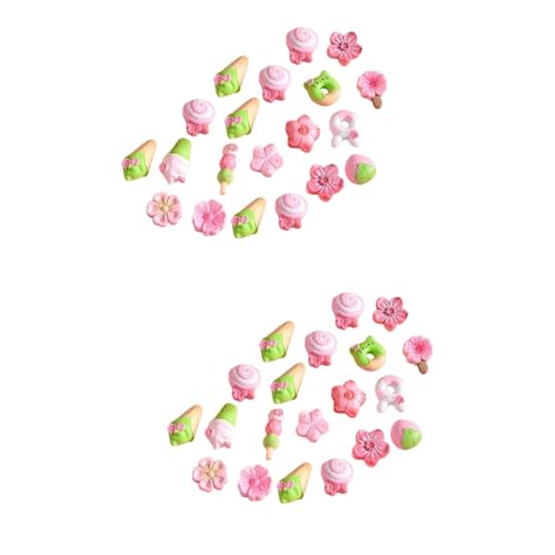 Veemoon 40 Stk Kirschblüten-Harz-Zubehör Hochzeitsdekoration orientalische Kirschanhänger handwerklicher Charme Blumenanhänger aus Harz empfindlich Material Kunsthandwerk Harz Patch von Veemoon