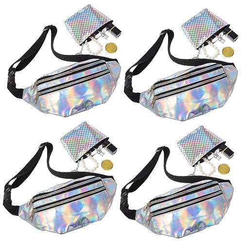 Veemoon 4sätze Damen Bauchtasche Verstellbarer Gurt wasserdichte Umhängetasche Für Outdoor-Sport Festival Und Fischschuppen-münztasche von Veemoon