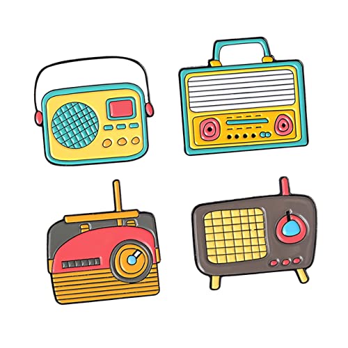 Veemoon 4stücke Legierung Broschennadel Mode Radio Design Corsagen Party Stil Anstecker Kleideraccessoire Kragen Pin Für Taschen Pullover Jacken Mäntel Kleider Anzüge von Veemoon