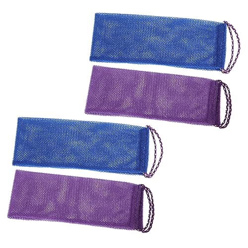 Veemoon 4Stücke Dusch Handtücher Blau und Langes Peeling Badetuch für Hautpflege Rückenschrubber Wiederverwendbar Kompaktes Design für Sanfte und Entfernung von Veemoon