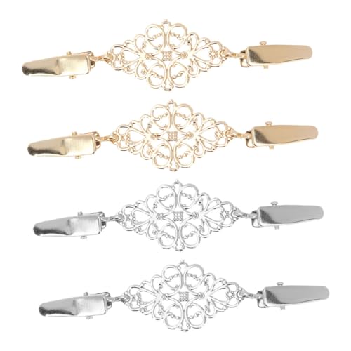 Veemoon 4Stücke Retro Pullover Schal Clips Broschen für Strickjacken Umhänge Silberne Goldene Varianten für Damen von Veemoon