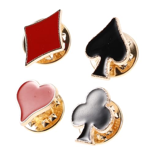 Veemoon 4stücke Decorative Poker-karten Brosche Spielkarten Design Langlebige Zinklegierung Anstecknadel Für Kragen Jacke Kreative Bekleidungsdekoration Mit Herz Pik Und Kreuz von Veemoon