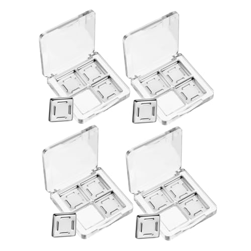 Veemoon 4 Stück Transparente Selbstgemacht Lidschattenpalette Kompakte Make Up Palette mit 4 Fächern für Kreative Looks für Reisen und Organisierte Aufbewahrung von Veemoon