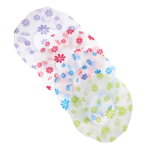 Veemoon 4stücke Duschhauben Für Damen Wiederverwendbar Große Haube Für Langes Haar Haarhaube Duschhüte Mit Punktdruck Für Erwachsene Saunahut Badetuch von Veemoon