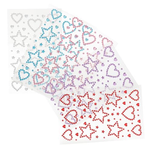 Veemoon 5 Blätter Selbstklebende Gesichtssteine Herz Stern Strassaufkleber mit Stark Haftendem Rücken für Frauen Festival Make-up DIY Bühnenauftritt von Veemoon