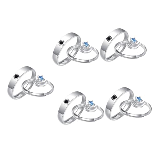 Veemoon 5 Paar Paarringe Passender Und Mondring Und Mondschmuck Ringschmuck Und Mondschmuck Legierung von Veemoon
