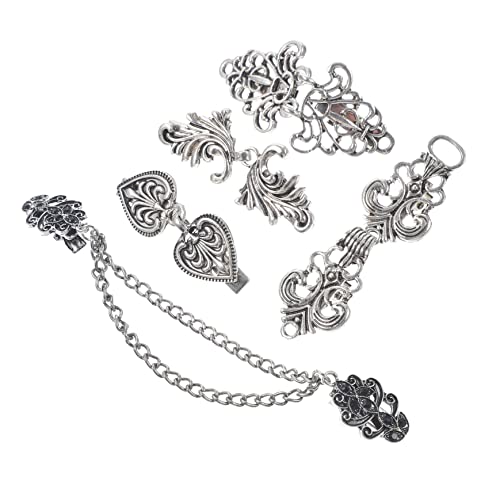 Veemoon 5 Stück Hemdkragen-Clip Cinch-Clips für Kleidung Kragenclips Schließe Stift Pullover-Clips Mantel cardigan clip blumenmuster Schalklammern Hemdclipverschluss Zinklegierung Silver von Veemoon
