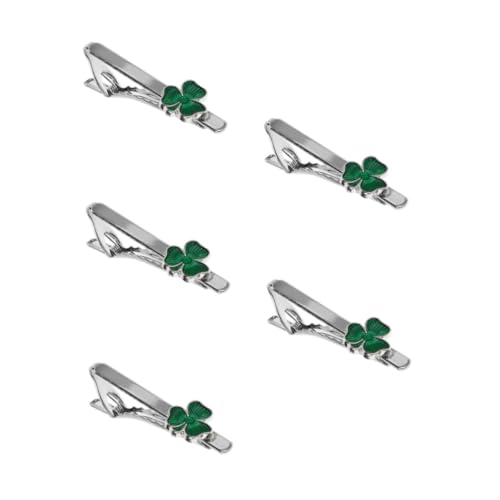 Veemoon 5 Stück Herren Krawattenclip Shamrock Metalllegierung Langlebig Eleganter Anstecker für Business Hochzeit Party Irisches Kleeblatt Accessoire Stilvoll und Rutschfest von Veemoon