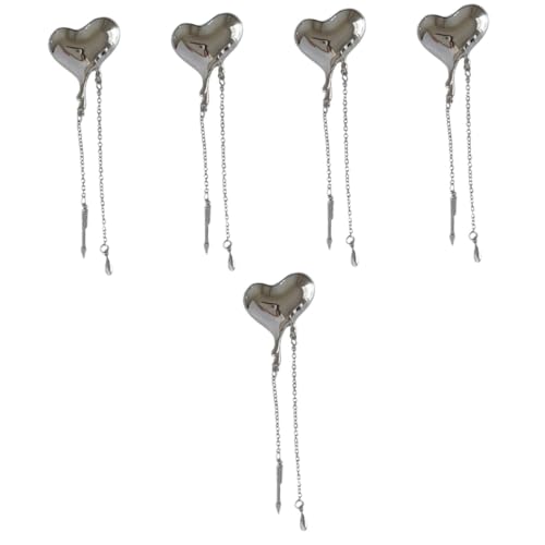 Veemoon 5 Stück Herz Brosche Anstecknadel mit Kette Elegantes Design für Frauen für Anzüge Kleider Accessoires Robuste nicht Verblassend Perfektes für Besondere Anlässe von Veemoon