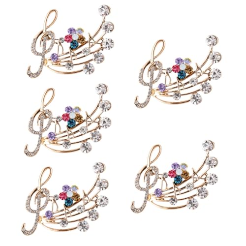 Veemoon 5 Stück Musiknote Brosche Pin Schmuck für Damen Accessoires für Kleidung Jacken Partys Funkelnde Brosche für Hochzeiten Besondere Anlässe von Veemoon