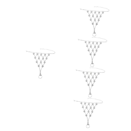 Veemoon 5 Stück Rhinestone Handkette mit Ring Fingerkette für Frauen Hochzeitsarmband Verziertes Handgeschirr Partys Besondere Anlässe Vielseitig Robust für Festtagsmode von Veemoon