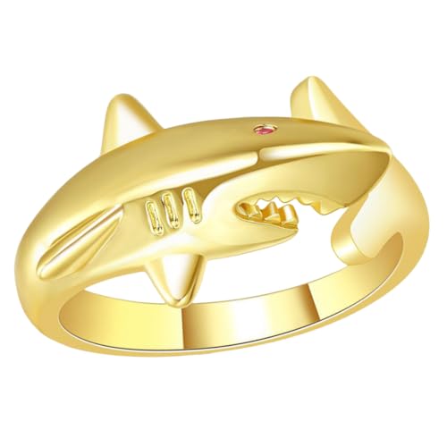 Veemoon 5 Stück Shark Ring für Damen Verstellbarer Offener Ring mit Maritimem Eleganter Modeschmuck für Partys Hochzeiten Besondere Anlässe Langlebiges Kupferdesign von Veemoon