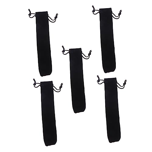 Veemoon 5 Stück Stiftetaschen mit Kordelzug Schwarze Stiftverpackung aus Hochwertigem für Schüler Büroangestellte und Kreative Köpfe von Veemoon