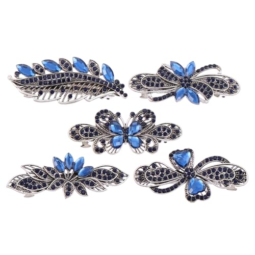 Veemoon 5 Stück Teiliges Automatische Haarklammern mit Funkelnden Strasssteinen Federleichte Frühlings haarspangen für Damen und Mädchen Schonend zum Haar Vielseitiges von Veemoon