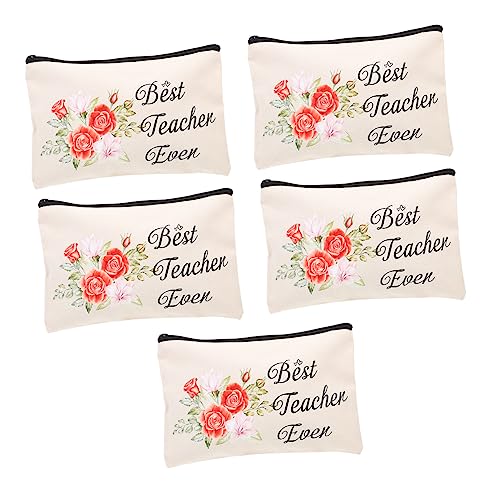 Veemoon 5 Stück Teiliges Canvas Kosmetiktaschen mit Reißverschluss Vielseitige Kulturtaschen für Make Up Toilettenartikel und Stifte Kompakt Robust und Leicht zu Reinigen für Damen Reise von Veemoon