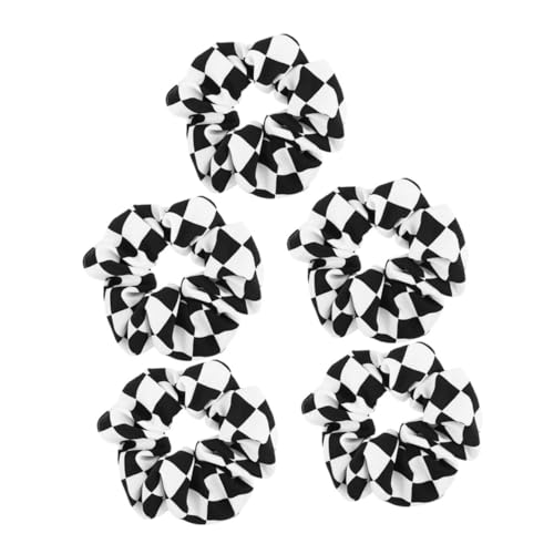 Veemoon 5 Stück Teiliges Elastische Chiffon Haargummis mit Schachbrettmuster Haarschmuck Damen Vielseitige Haarbänder für Alltag Party und Hochzeit Sicherer Angenehm zu Tragen von Veemoon