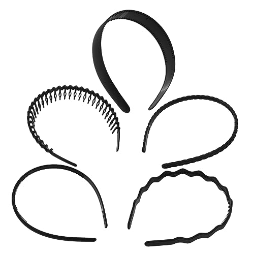 Veemoon 5 Stück Teiliges Haarschmuck mit Zähnen Rutschfeste Stirnbänder für Gesichtswäsche Sport und Spa Haarbänder aus Robustem Kunststoff Klassischem Design von Veemoon