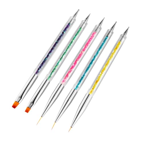 Veemoon 5 Stück Teiliges Nagelkunst mit Feinen Linienpinseln Langlebiger Maniküre Stift aus Hochwertigem Kunststoff für Präzises Zeichnen Muster und Gel Polish Nail Art Leicht und von Veemoon
