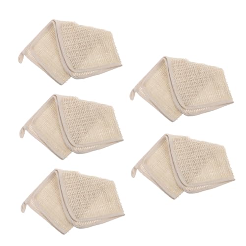 Veemoon 5 Stück Teiliges Peeling Badetuch aus Baumwoll Leinen Dickes Körperreinigungstuch für Sanftes Peeling und Aktivierung der Haut Hautfreundlich Atmungsaktiv für Dusche und Bad von Veemoon