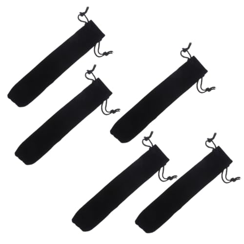 Veemoon 5 Stück Teiliges Schwarzer Stiftbeutel Zugband Samtweiche Hülle für Einzelne Stifte Wiederverwendbar und Praktisch für Büro und Schule von Veemoon