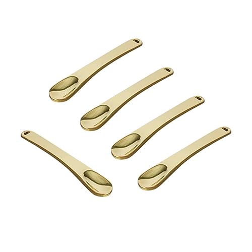 Veemoon 5 Stück Teiliges Set Mini Makeup Löffel Metall Spatel für Gesichts Kosmetik zum Auftragen von Lotionen und Masken Gold von Veemoon