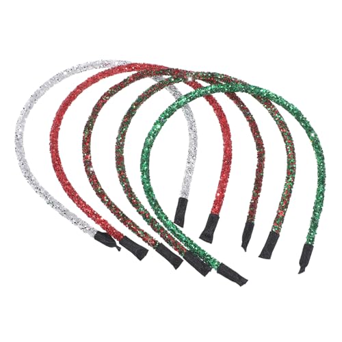 Veemoon 5 Stück Teiliges Weihnachts Glitzer Pailletten Haarband Elastisch Leicht Festlicher Haarschmuck für Damen und Mädchen für Party Karneval und Festliche Dekoration von Veemoon