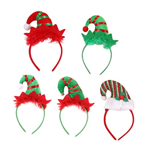 Veemoon 5 Stück Teiliges Weihnachts Haarband mit Glocken Federn und Bunten Kugeln Langlebig und Bequem Unisex Kopfschmuck für Erwachsene für Festliche Weihnachtsfeiern und Partys von Veemoon