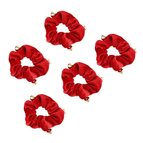 Veemoon 5 Stück Teiliges Weihnachts Haargummi Set mit Roten Glöckchen Elastische Pailletten Haarbänder für Mädchen Damen Ponytail Halter Festliche Haarschmuck für Weihnachtsfeiern von Veemoon