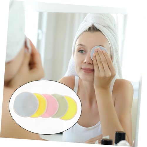 Veemoon 5stücke Puderquaste Make-up-entferner-pad Wiederverwendbare Gesichtsreinigungspads Mit Kordelzugbeutel Flauschige Reinigungspads Für Make-up-entfernung von Veemoon