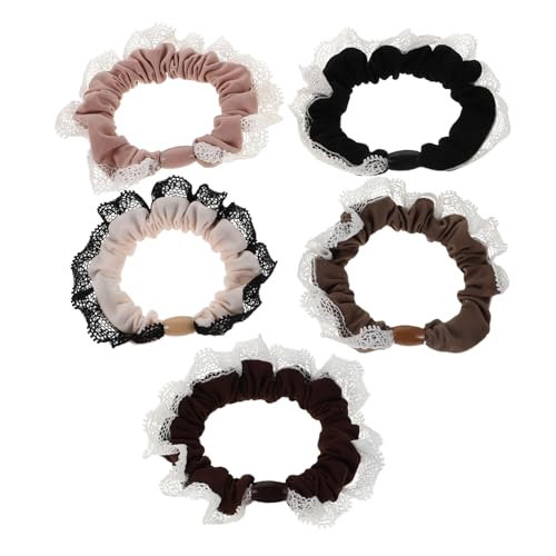 Veemoon 5stücke Elastische Haargummis Für Damen Und Mädchen Mit Pferdeschwanzhalter Aus Spitze Und Stoff Hochfest Für Verschiedene Frisuren Und Anlässe von Veemoon