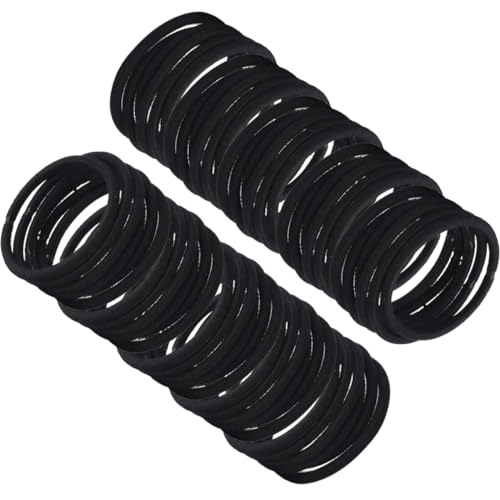 Veemoon 50stücke Pack Nylon-haargummis Schwarz Hochelastische Gummibänder Für Pferdeschwanzhalter Und Haarseile Geeignet Für Erwachsene Und Junge Mädchen von Veemoon