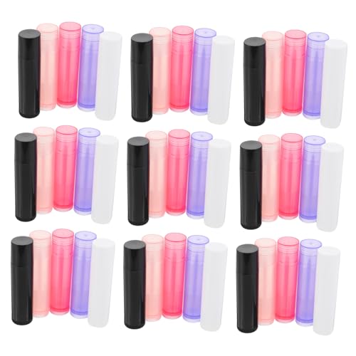 Veemoon 50 Stück Wiederverwendbare Lippenbalsam Röhrchen DIY Leere Lippenstifthülsen Tragbare Lip Balm Container für Selbstgemachte Lippenpflege Weiß Rot und Schwarz von Veemoon