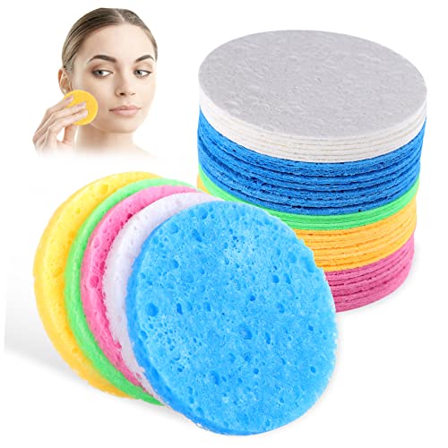 Veemoon 50stücke Gesicht Reinigung Schwämme Make-up Entferner Schwamm Pads Naturmaterial Hautpflege Kosmetik Zubehör Für Tägliche Anwendung Unterwegs Reisen Geeignet Wiederverwendbar von Veemoon