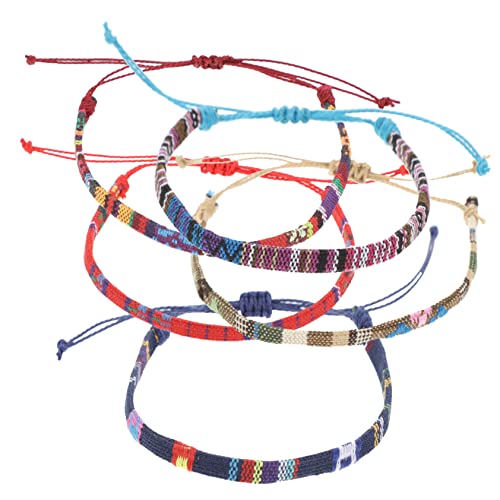 Veemoon 5Stücke Verstellbare Geflochtene Armbänder und Fußkettchen für Frauen Handgewebte Freundschaftsbänder in Multicolor für Valentinstag Muttertag und Besondere Anlässe von Veemoon