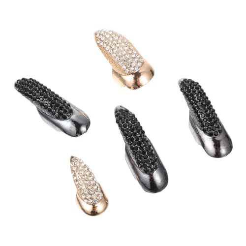 Veemoon 5stücke Strass Fingergelenkringe Modeschmuck Schmuckaccessoire Für Mädchen Punk Stil Lange Fingernagel Ringe von Veemoon