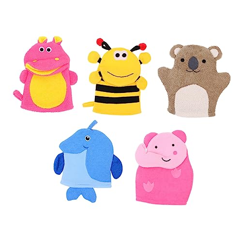 Veemoon 5stücke Junge Mädchen Peelinghandschuhe in Lustigen Tierformen Exfolierende Badetücher Für Sanfte Reinigung Und Viel Spaß Beim Baden von Veemoon