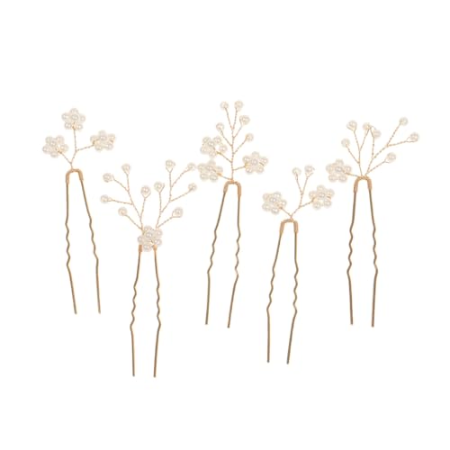 Veemoon 5stücke Teiliges Perlenblüten Haarnadeln U-förmige Haarspangen Hochzeits Haarschmuck Für Bräute Und Damen Eleganten Kopfschmuck Für Besondere Anlässe von Veemoon