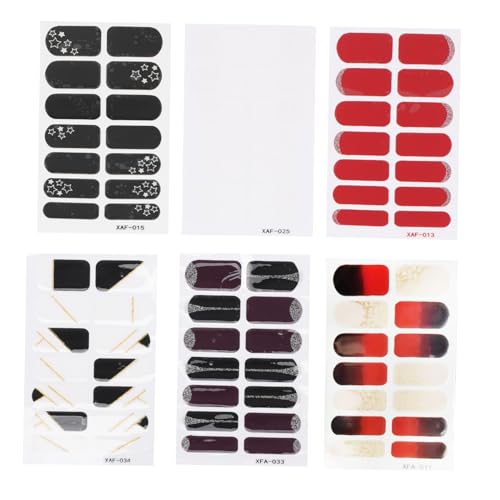 Veemoon 6 Blätter Nagelaufkleber Vollflächig Selbstklebend Nagelsticker mit Verschiedenen Designs Für Fingernägel und Kunstnägel Nail Polish Decals Für Alltag Party und Reise von Veemoon