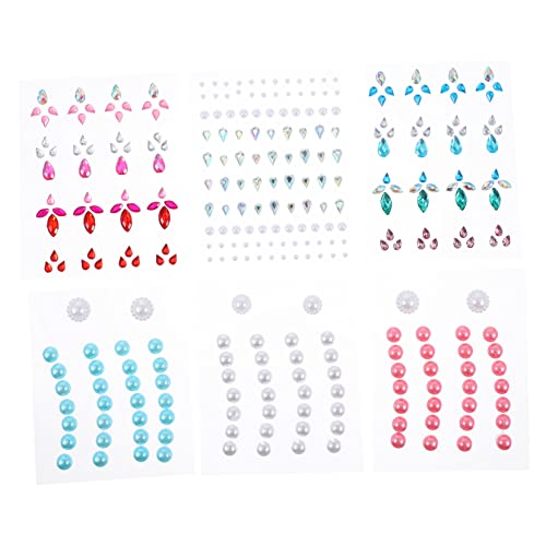 Veemoon 6 Blätter Selbstklebende Strasssteine für Augenbrauen und Gesicht Glitzer Juwelen Aufkleber für Makeup Geeignet für Festivals und Partys von Veemoon