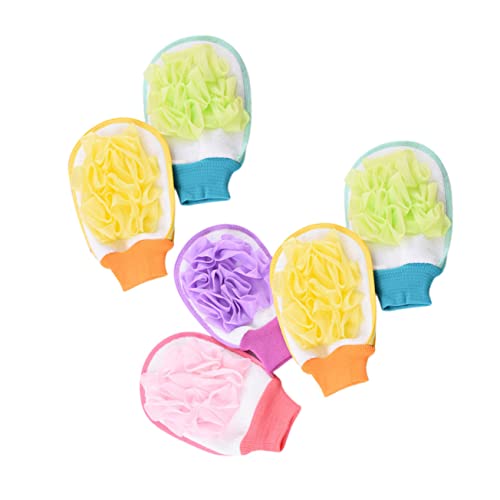 Veemoon 6 Stück Duschhandschuhe aus Strapazierfähigem Material Einseitig Peeling Sanftes Körperpeeling für Männer und Frauen Angenehm Anzuziehen zum Entfernen Zufällige Farbe von Veemoon